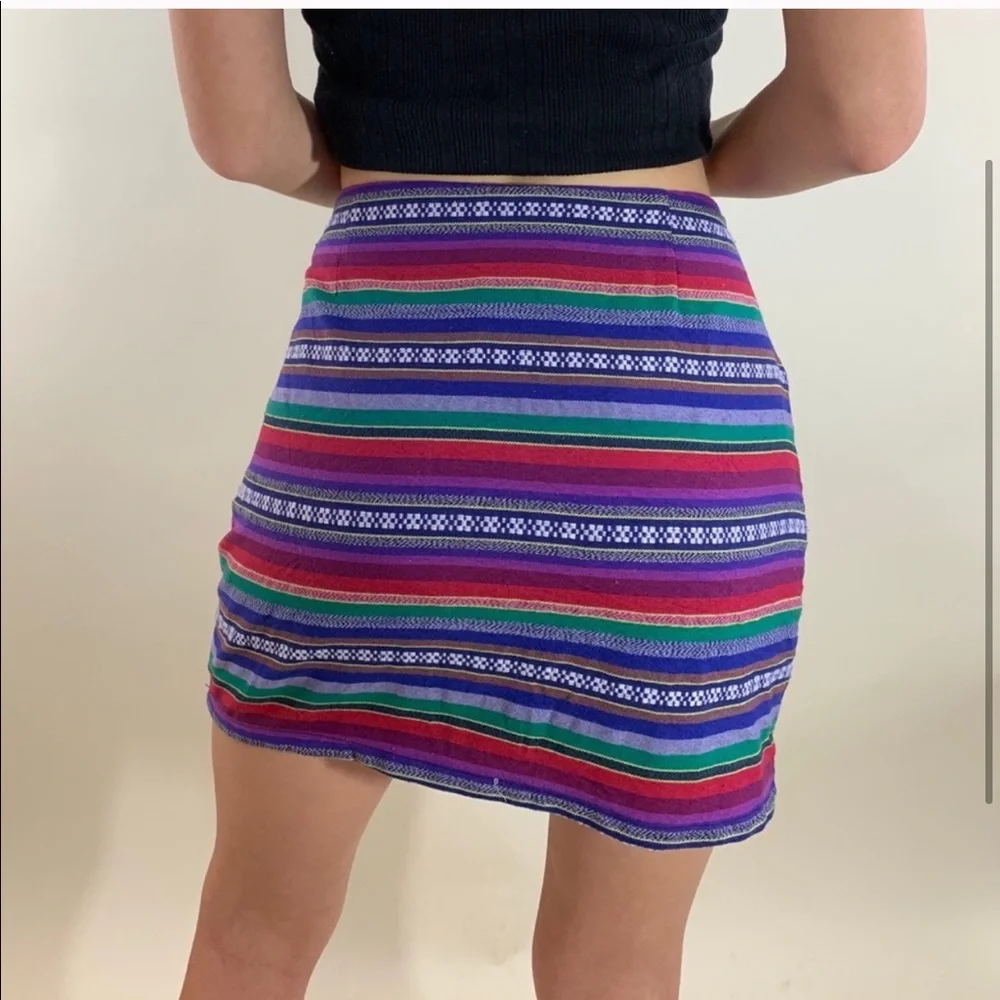 Shrinking Violet Multicolored Tribal Mini Skirt Medium - Picture 11 of 11